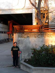 Annie L. - Cal Poly student in front of the architecture building